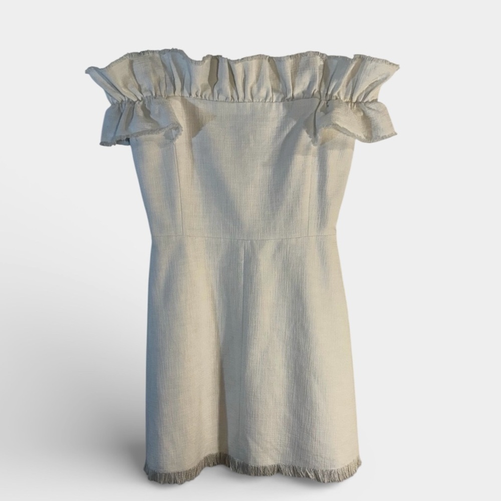 Rebecca Taylor Off-the-Shoulder White Ruffle Dress – Size 4 - Picture 2 of 15